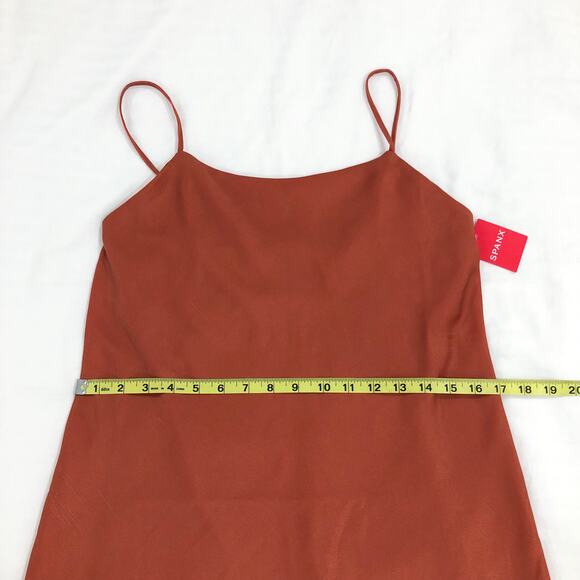 NWT SPANX Carefree Crepe Reversible Slip Midi Dress Coral Orange Sedona - Picture 10 of 14